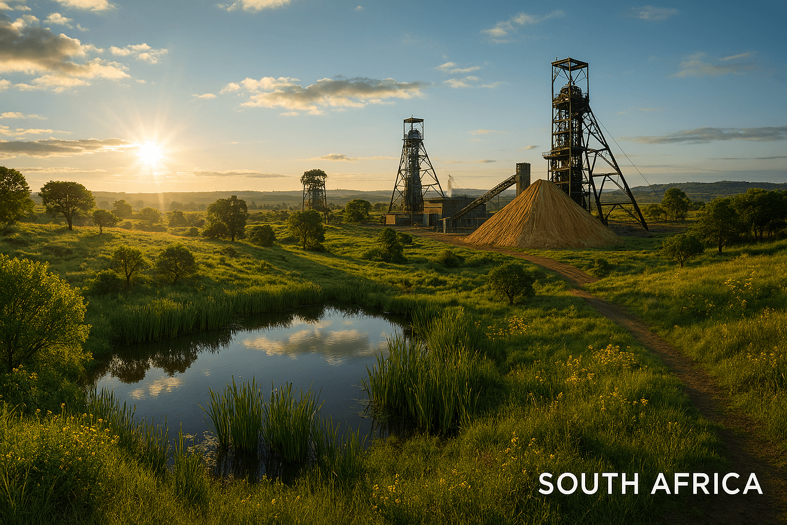 Mine headgear at sunrise